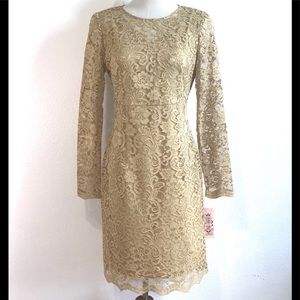 NWT!Nanette Lepore Gold Lace Dress Sz12